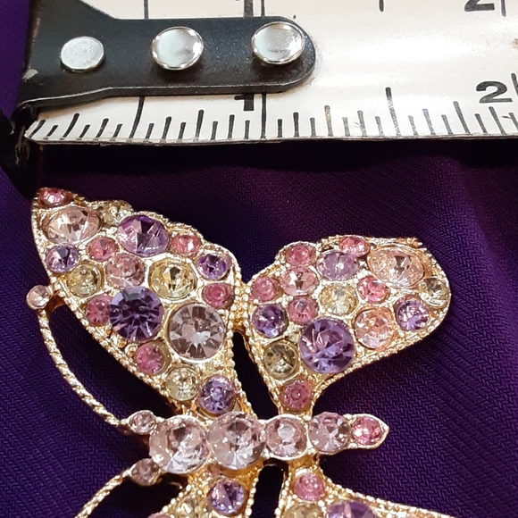 Butterfly Brooch/Pin Pink/Purple Stones - Picture 3 of 6